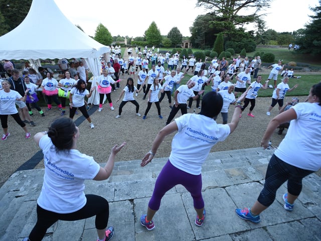 The Starlight Hike from Sue Ryder at Thorpe Hall. Pics of the warm up EMN-150808-230512009