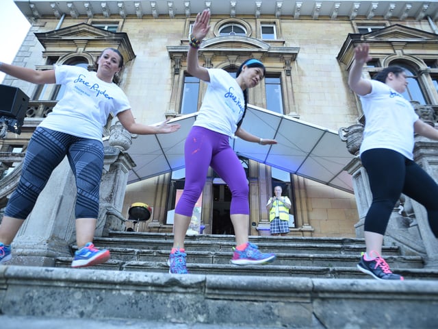 The Starlight Hike from Sue Ryder at Thorpe Hall. Pics of the warm up EMN-150808-230718009