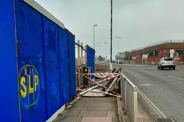 Adur and Worthing Council said its maintenance teams have been made aware of timber hoarding falling around the perimeter of the Teville Gate and Union Place sites.