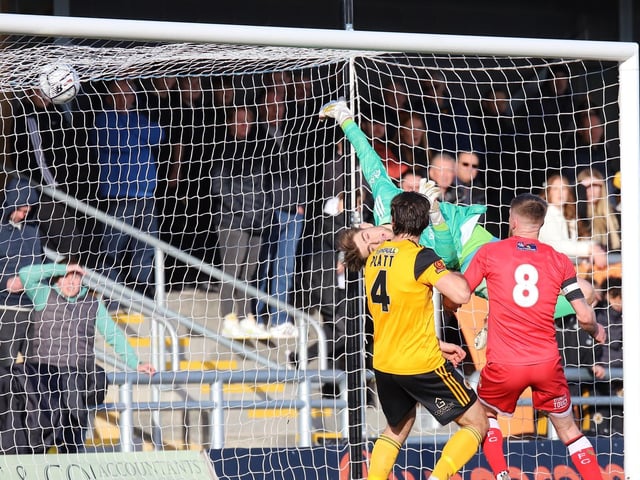 Connor Johnson's effort finds the net to put Kettering 2-1 up