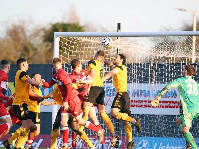 There was some desperate late defending from Boston with this effort from Alex Brown being headed off the line