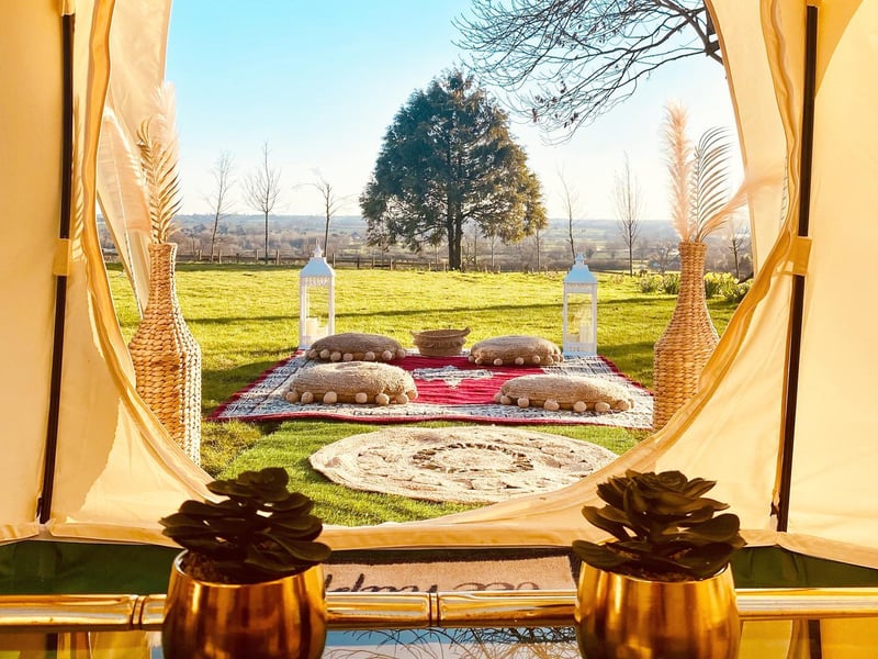 Stargaze Glamping is a brand new glamping experience in a luxurious stargazer bell tent coming to Harpole in the beautiful Northamptonshire countryside in May 2021. The family here invites you to glamp in a stunning new five meter bell tent, situated in a large secluded orchard, with the use of your own private bathroom and a host of optional extras such as alfresco dining packages, cocktail boxes and outdoor cinema. There is only one tent, so exclusivity and privacy are guaranteed for the entirety of your stay. From romantic breaks for two to girly sleepovers with friends - whatever the occasion, spend it stargazing. Contact via Instagram: @stargazeglamping