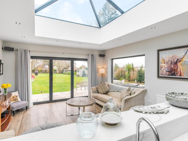 A lantern roof light provides plenty of natural light