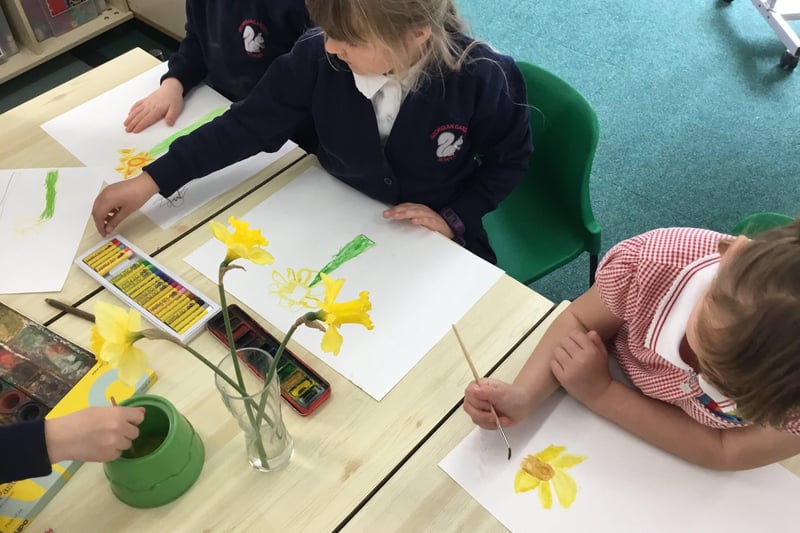 Year-one pupils at Georgian Gardens Primary School enjoyed an art lesson focusing on drawing daffodils