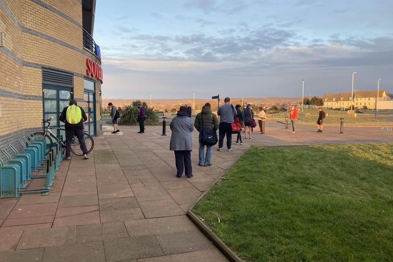 People were seen queuing outside the Sovereign Centre at 6.30am on Monday morning. SUS-211204-085320001