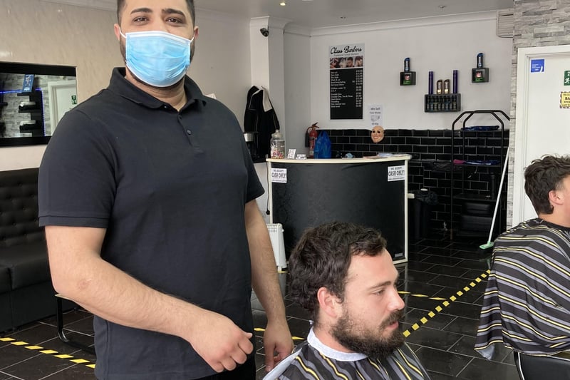 Class Barbers in Eastbourne welcomed back customers this morning. SUS-211204-091429001