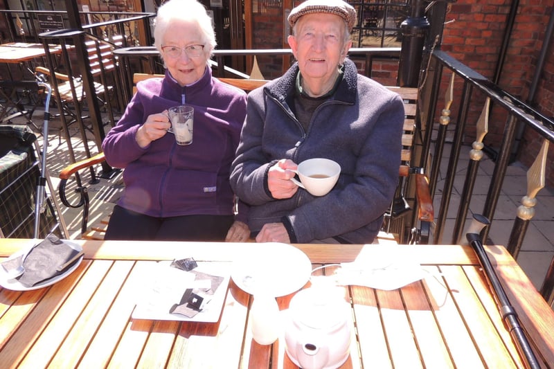 Bill and Dorrie Tebb were just pleased to sit down and have a coffee somewhere in Sleaford again, pictured at Millers Bar and Restaurant. EMN-211204-163428001