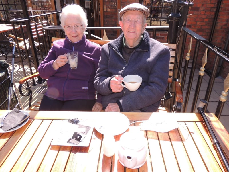 Bill and Dorrie Tebb were just pleased to sit down and have a coffee somewhere in Sleaford again, pictured at Millers Bar and Restaurant. EMN-211204-163428001