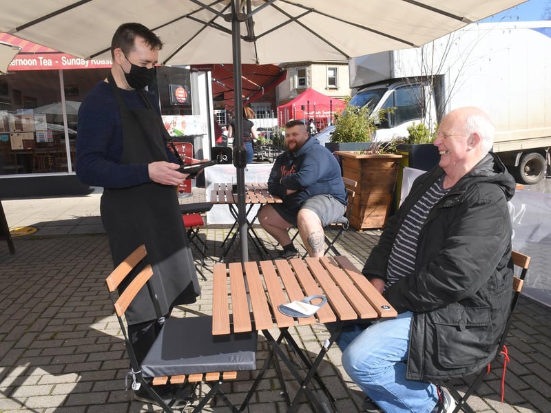 Market Square cafe & restaurant, L-R owner Tom Pigott, Nathan Bee and Richard Garrad. EMN-211204-175443001