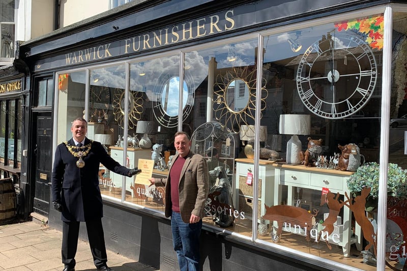 The Mayor, Cllr Terry Morris went to various businesses across the town to celebrate the reopenings. Photo submitted