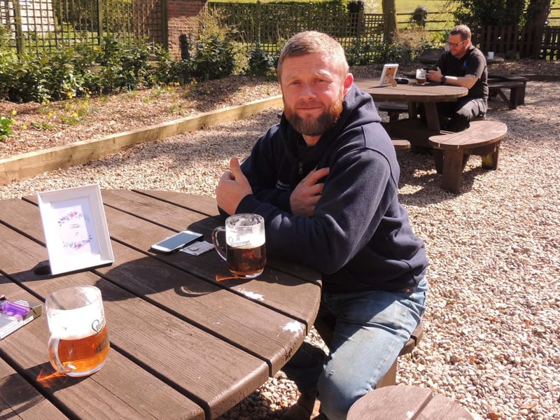 Ben Inman enjoying a drink at the Red Lion in Newton. EMN-210413-153752001