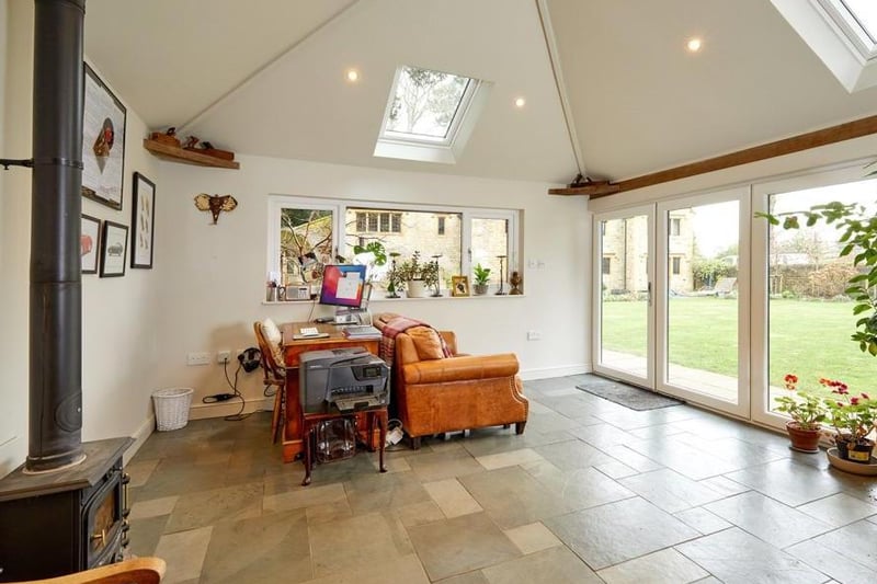 The inside of the studio office building on the grounds of the stone built period home on the market in Thorpe Mandeville (Image from Rightmove)