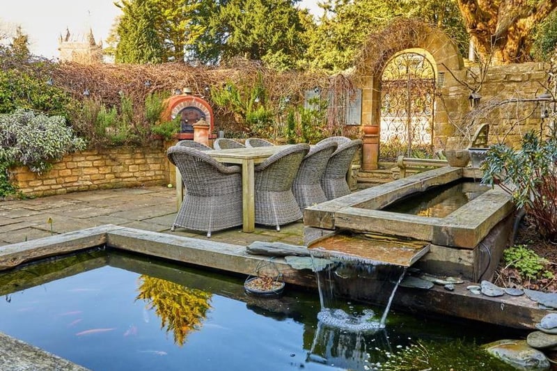 Garden amenities at the stone built period home on the market in Thorpe Mandeville (Image from Rightmove)