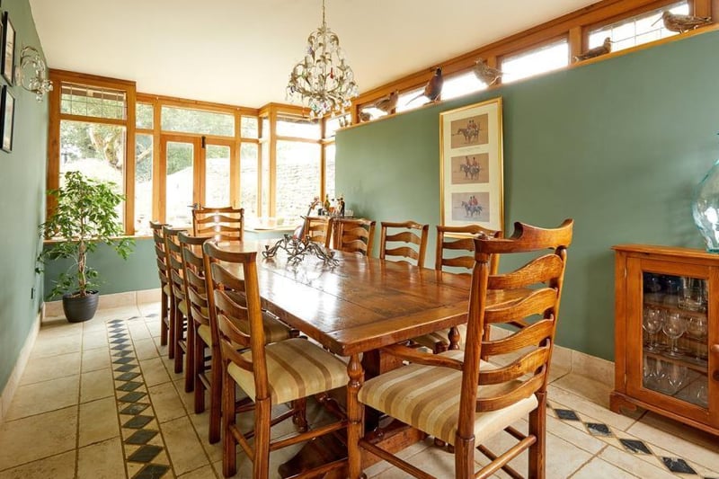 The dining room at the period on the market in Thorpe Mandeville (Image from Rightmove)