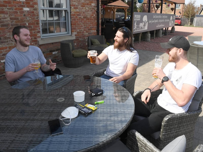 The Plough, North Kyme. L-R Christopher Kitchen, Deran Taylor, Dylan Royle. EMN-210419-092839001