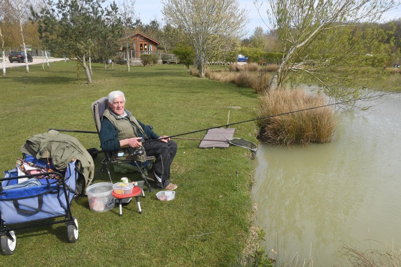 Highfields Retreat, Spanby. Colin Clingan of Sleaford enjoying a spot of fishing at the holiday park. EMN-210419-092755001
