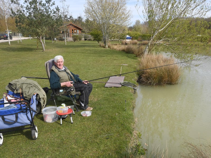 Highfields Retreat, Spanby. Colin Clingan of Sleaford enjoying a spot of fishing at the holiday park. EMN-210419-092755001