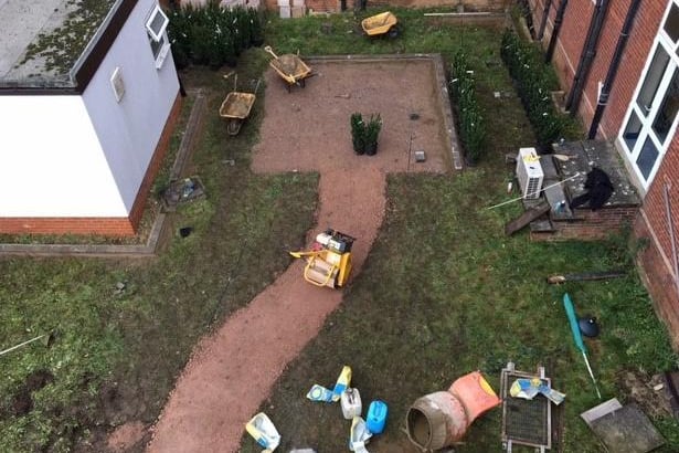 Work is on a Reflection Garden at NGH with planting and seating that will provide an oasis of peace, calm and reflection as well as enhanced facilities for both staff and patients to take some rest time and enjoy the open air and pleasant surroundings of the garden