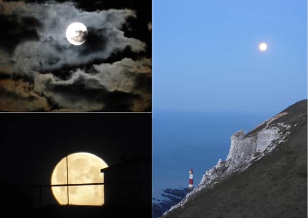Readers have been sharing their images of the 'pink' supermoon. Photographs, clockwise from bottom left, by Mandy Turner, David Smart and Tara White