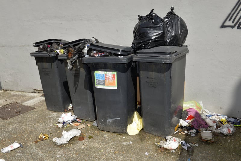 Overflowing refuse bins in Eastbourne (Photo by Jon Rigby) SUS-211105-091840001