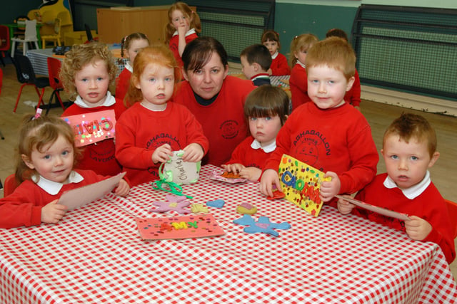Children from the Aghagallon pre school playgroup and leader Roseanna McGrath prepare for their fun day in 2007