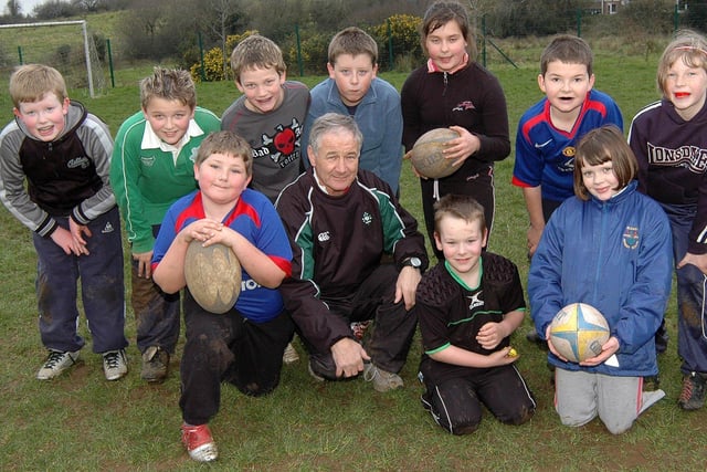 Pupils from Bleary Primary School received tips from rugby coach, Willie Gribben, during a special five-week training session in 2007