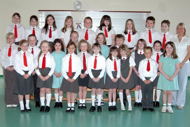 The choir from Donaghcloney Primary School who competed in the Portadown Music Festival in 2007 picking up a joint third place. Included is Mrs Jane Cousins, teacher in charge