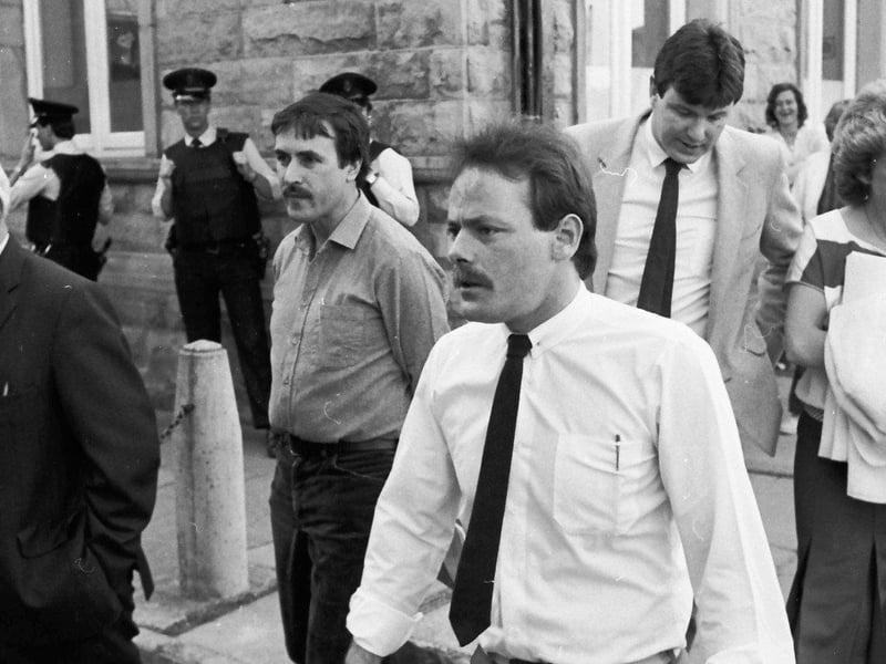June... The five newly elected Sinn Fein members of Derry City Coouncil arrive for the local authority's annual genrral meeting at the Guildhall. Included are Barney McFadden, Mitchel McLaughlin, Hugh Brady, Gerry Doherty and Dodie McGuinness.