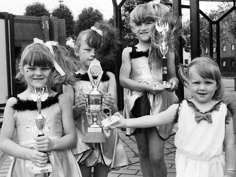 July... Members of the Bogside Disco Club who were prizewinners at the Star Disco Dancing competitions in Dublin. From left are Geraldine Bonner, Andrea Canning, Kelly Smith and Claire Lyttle.
