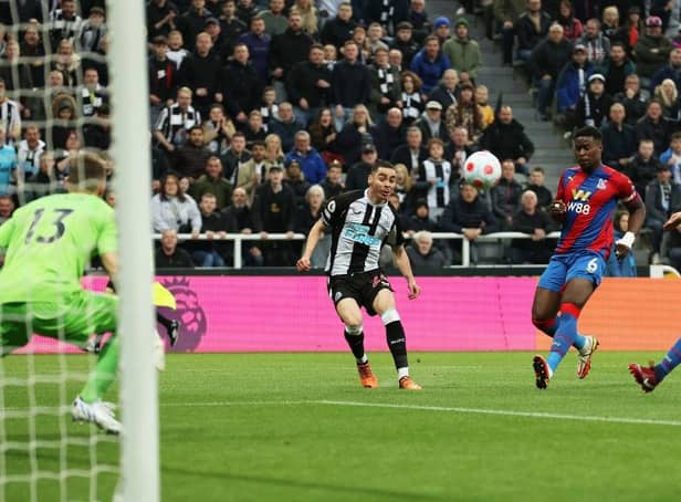 Miguel Almiron's strike against Crystal Palace has been voted as April's Premier League Goal of the Month (Photo by Ian MacNicol/Getty Images)
