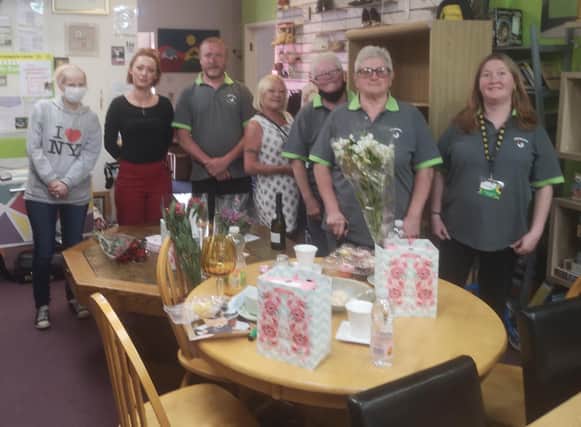 Staff and volunteers at Emmaus charity shop, Hebburn