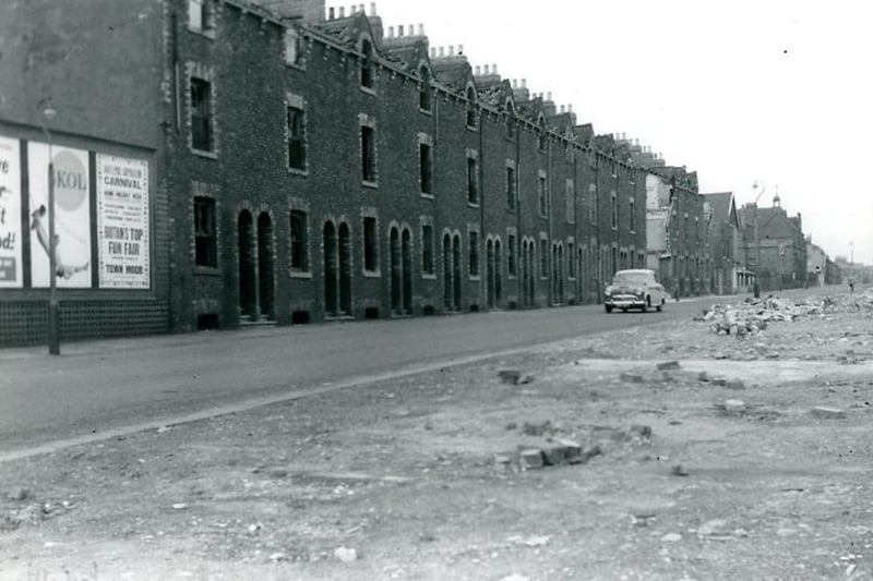 This photo was taken in 1961 and shows an area of Hartlepool which had already faced some demolition work. One side of the Mainsforth Terrace end of Burbank Street had already been pulled down.  Photo: Hartlepool Museum Service.