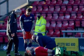 Grant Leadbitter receives treatment at Gresty Road