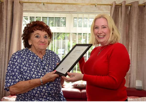 June Coser was presented with her Points of Light award by South Shields MP Emma Lewell-Buck.