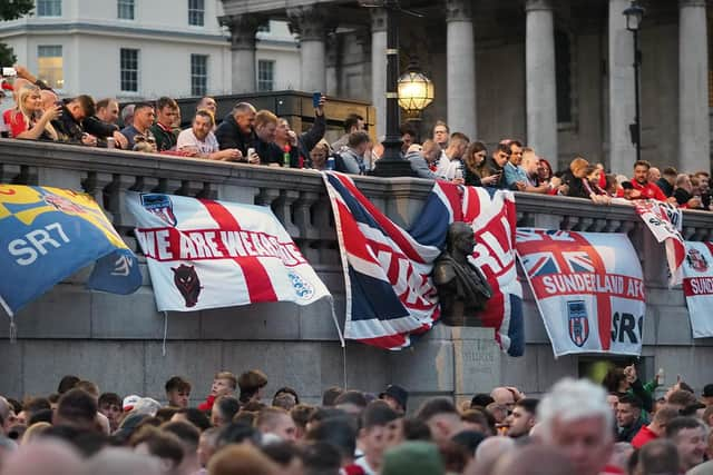 Sunderland fans at Trafalgar Square. Picture by FRANK REID