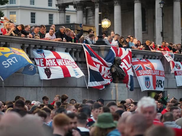 Sunderland fans at Trafalgar Square. Picture by FRANK REID