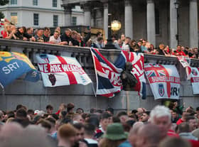 Sunderland fans at Trafalgar Square. Picture by FRANK REID