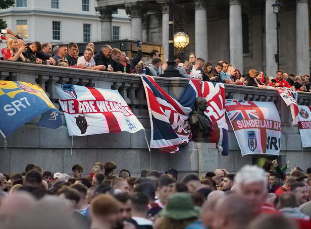 Sunderland fans at Trafalgar Square. Picture by FRANK REID