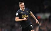 Chris Wood of Newcastle in action during the Premier League match between Leeds United  and  Newcastle United at Elland Road on January 22, 2022 in Leeds, England. (Photo by Stu Forster/Getty Images)