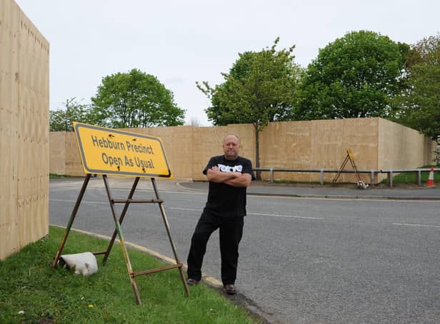 Hebburn business owner Stuart Urwin, unhappy with works outside his shopping centre shops.