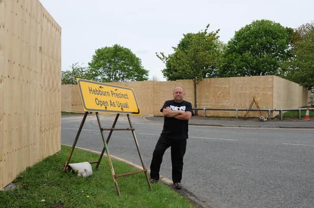 Hebburn business owner Stuart Urwin, unhappy with works outside his shopping centre shops.