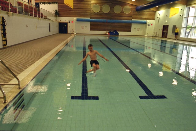 Michael Jacob was first into the new Raich Carter Centre swimming pool in this year.