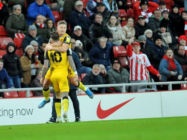 Chris Maguire celebrates a goal at the Stadium of Light earlier this year.