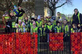 Youngsters from Nurserytime at South Shields war memorial.