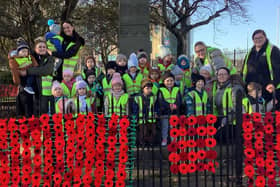 Youngsters from Nurserytime at South Shields war memorial.