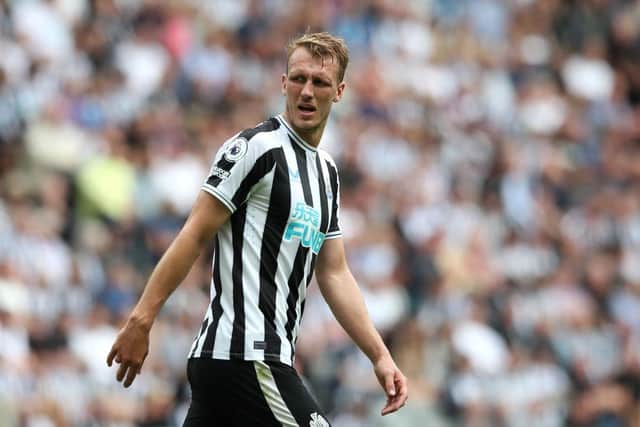 Dan Burn of Newcastle United during the Premier League match between Newcastle United and Nottingham Forest at St. James Park on August 06, 2022 in Newcastle upon Tyne, England. (Photo by Jan Kruger/Getty Images)