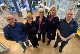 Specsavers South Shields staff (left to right) Paul Wilson, Diane Wemyss, Claire Green, Louise Scott and Graham Robinson Picture by FRANK REID