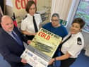 (Left to right) Mick Irwin, Vice-Chair of One Punch UK, Helena Barron, Chief Superintendent at Northumbria Police, Maxine Thompson-Curl, and Tonya Antonis, Assistant Chief Constable at Durham Constabulary, holding a poster to mark the launch of the Punched Out Cold campaign. 

Picture by FRANK REID.