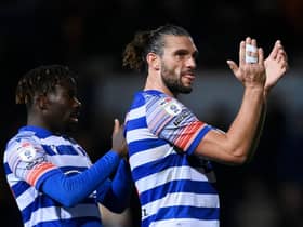 Andy Carroll of Reading applauds their fans after the final whistle of the Sky Bet Championship between Luton Town and Reading at Kenilworth Road on November 01, 2022 in Luton, England. (Photo by Justin Setterfield/Getty Images)