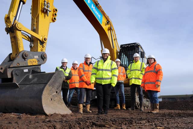 South Tyneside Council Leader Cllr Tracey Dixon with representatives from Keepmoat Homes, Cussins, and John F Hunt, marking the start of works on the Holborn development, South Shields.